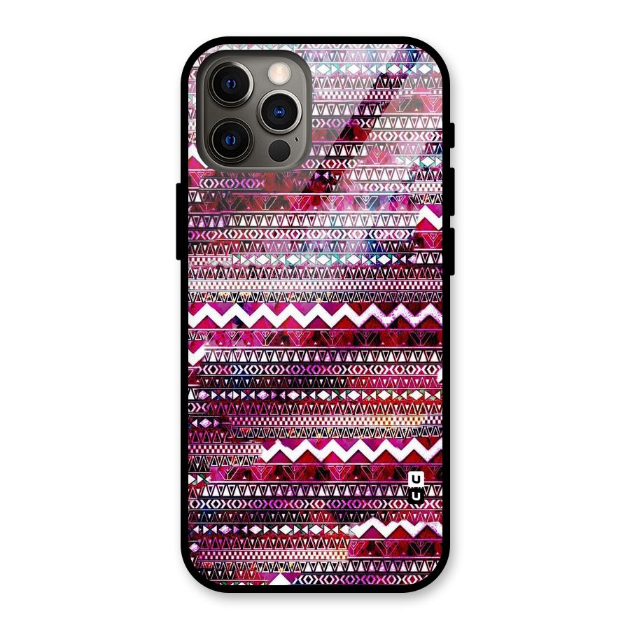 Pink Indie Pattern Glass Back Case for iPhone 12 Pro