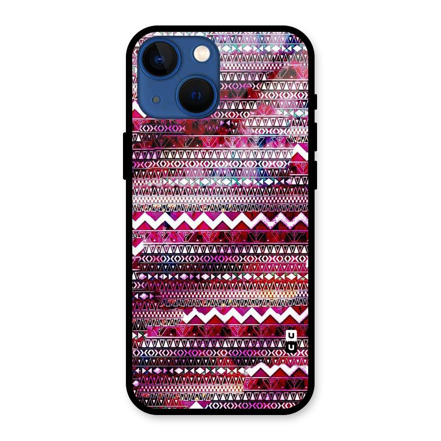 Pink Indie Pattern Glass Back Case for iPhone 13 Mini