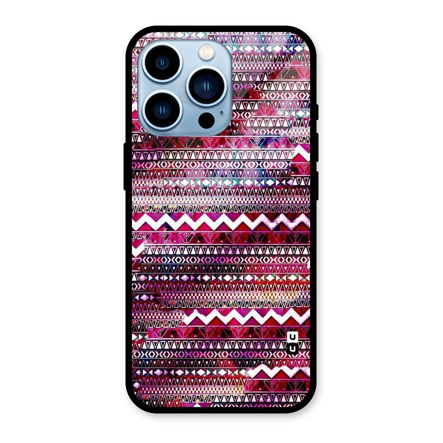 Pink Indie Pattern Glass Back Case for iPhone 13 Pro