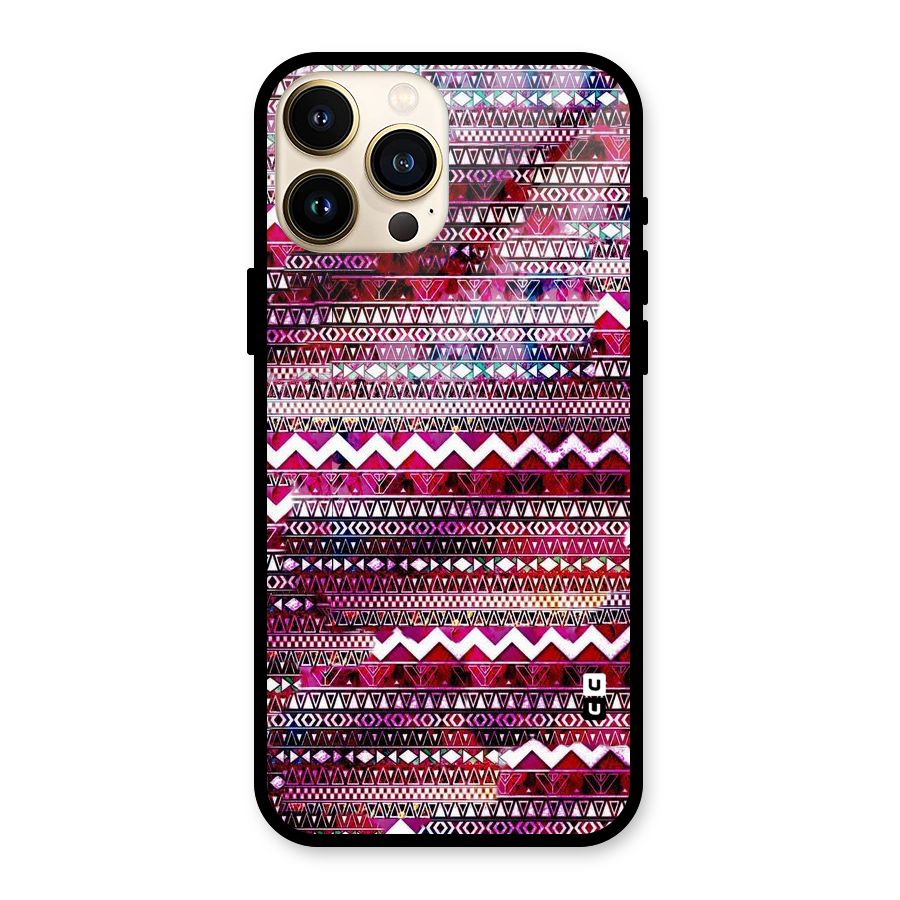 Pink Indie Pattern Glass Back Case for iPhone 13 Pro Max