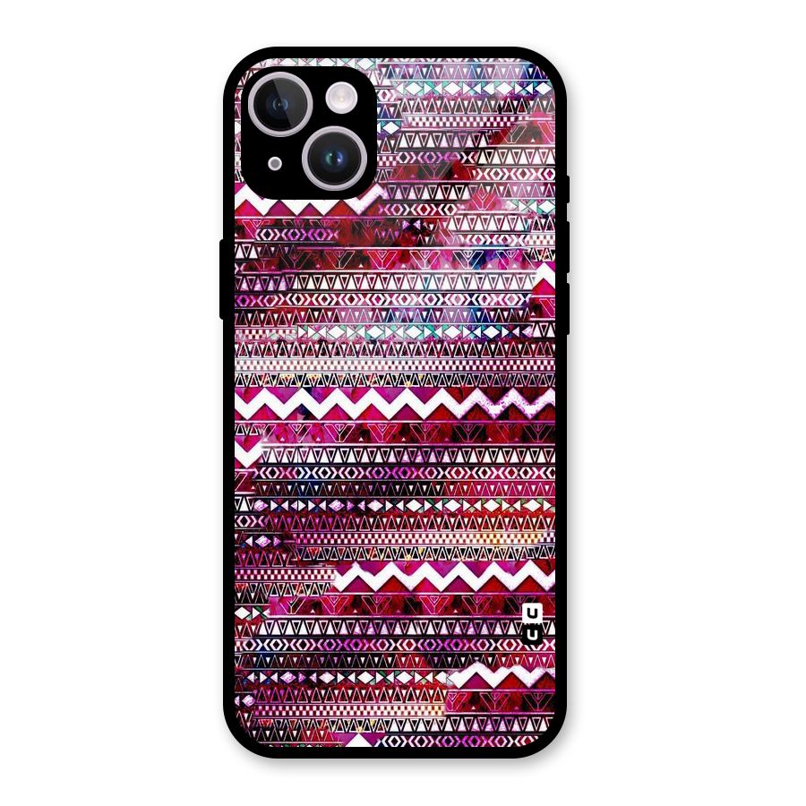 Pink Indie Pattern Glass Back Case for iPhone 14 Plus