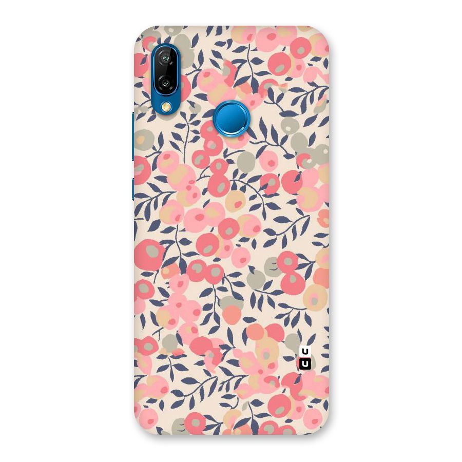 Pink Leaf Pattern Back Case for Huawei P20 Lite