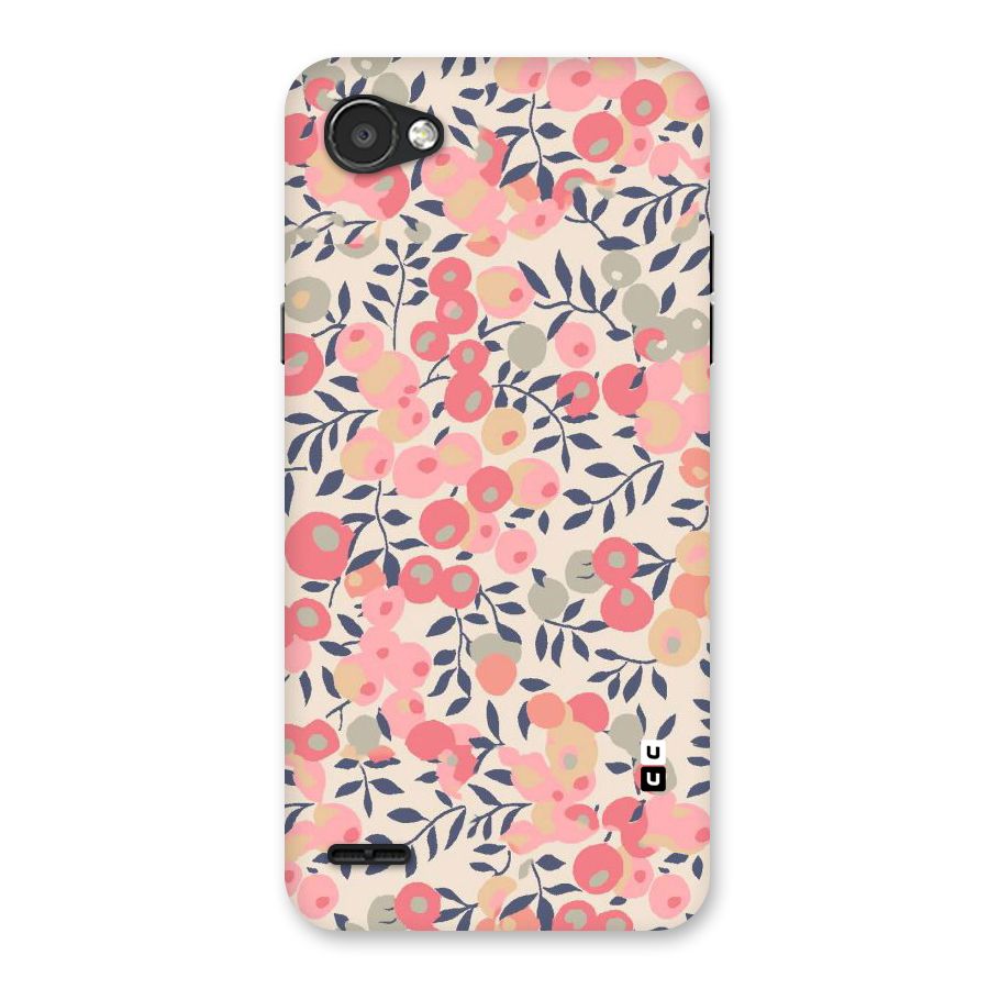 Pink Leaf Pattern Back Case for LG Q6