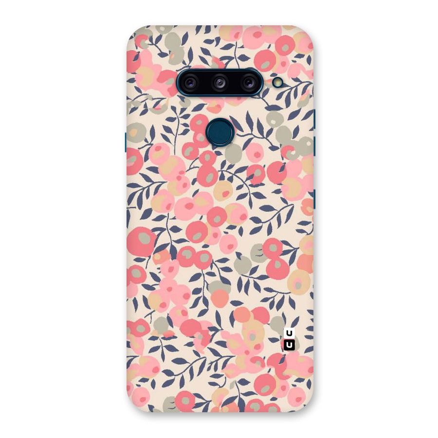 Pink Leaf Pattern Back Case for LG  V40 ThinQ