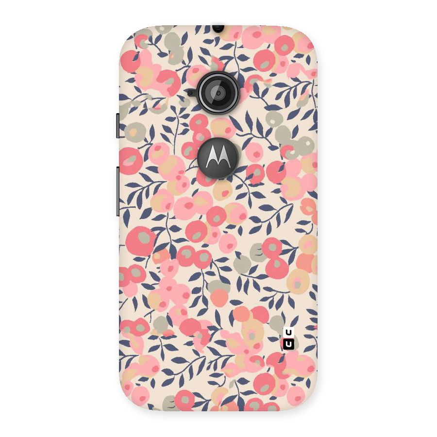 Pink Leaf Pattern Back Case for Moto E 2nd Gen