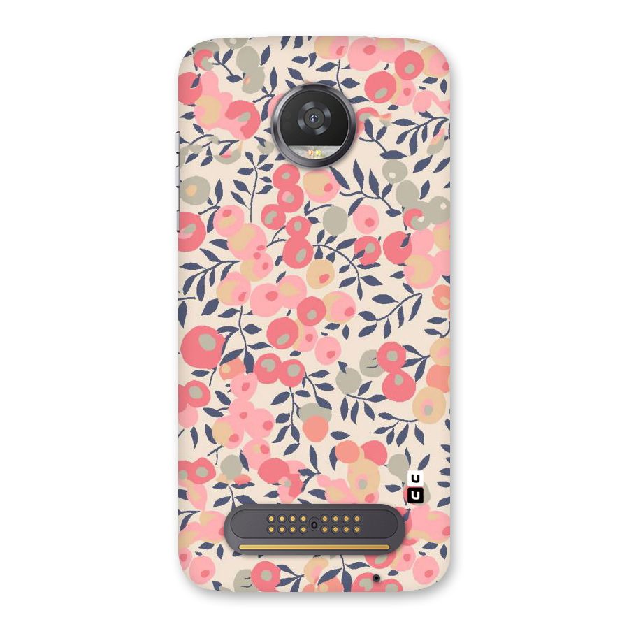 Pink Leaf Pattern Back Case for Moto Z2 Play