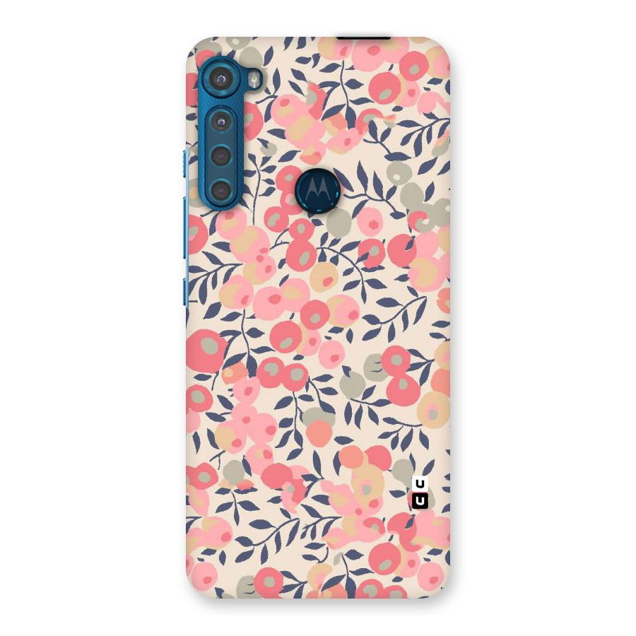 Pink Leaf Pattern Back Case for Motorola One Fusion Plus