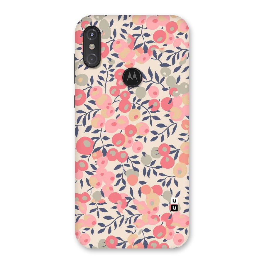 Pink Leaf Pattern Back Case for Motorola One Power