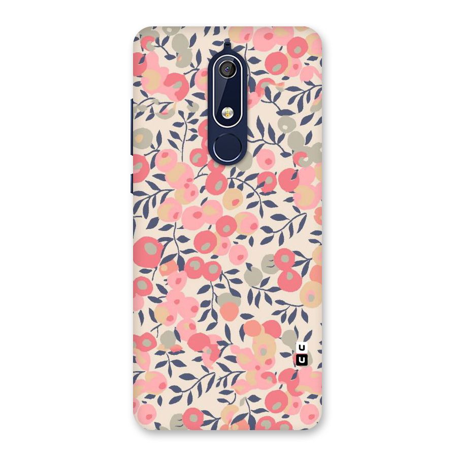 Pink Leaf Pattern Back Case for Nokia 5.1