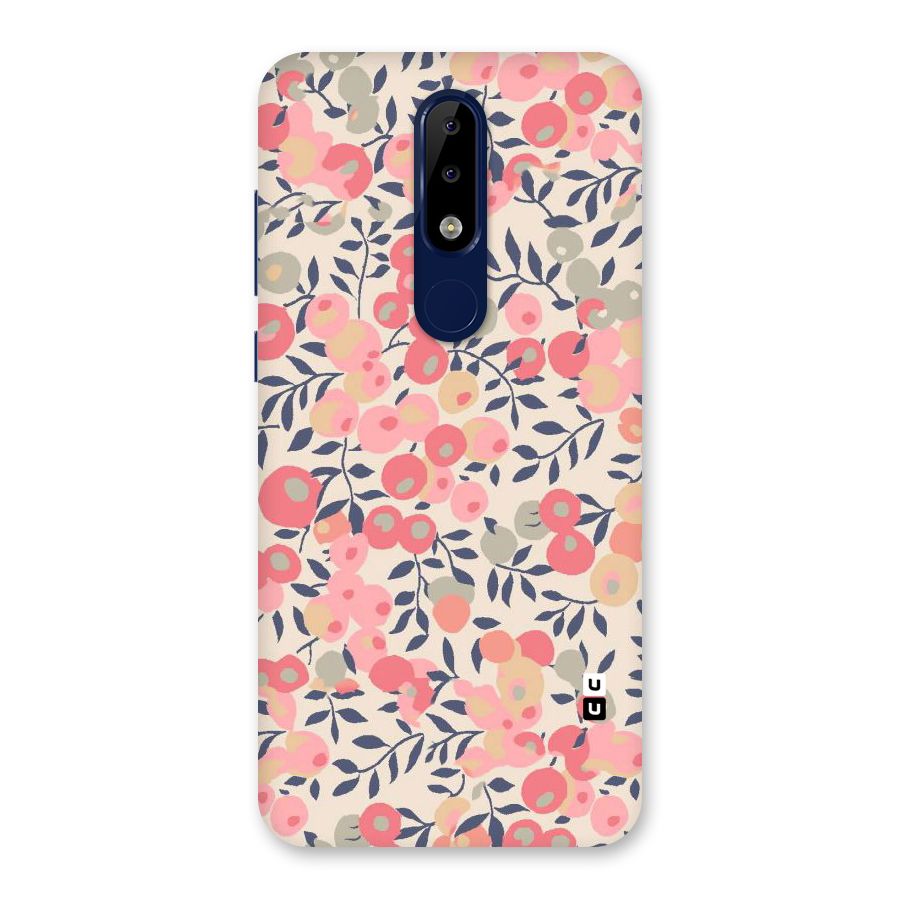 Pink Leaf Pattern Back Case for Nokia 5.1 Plus