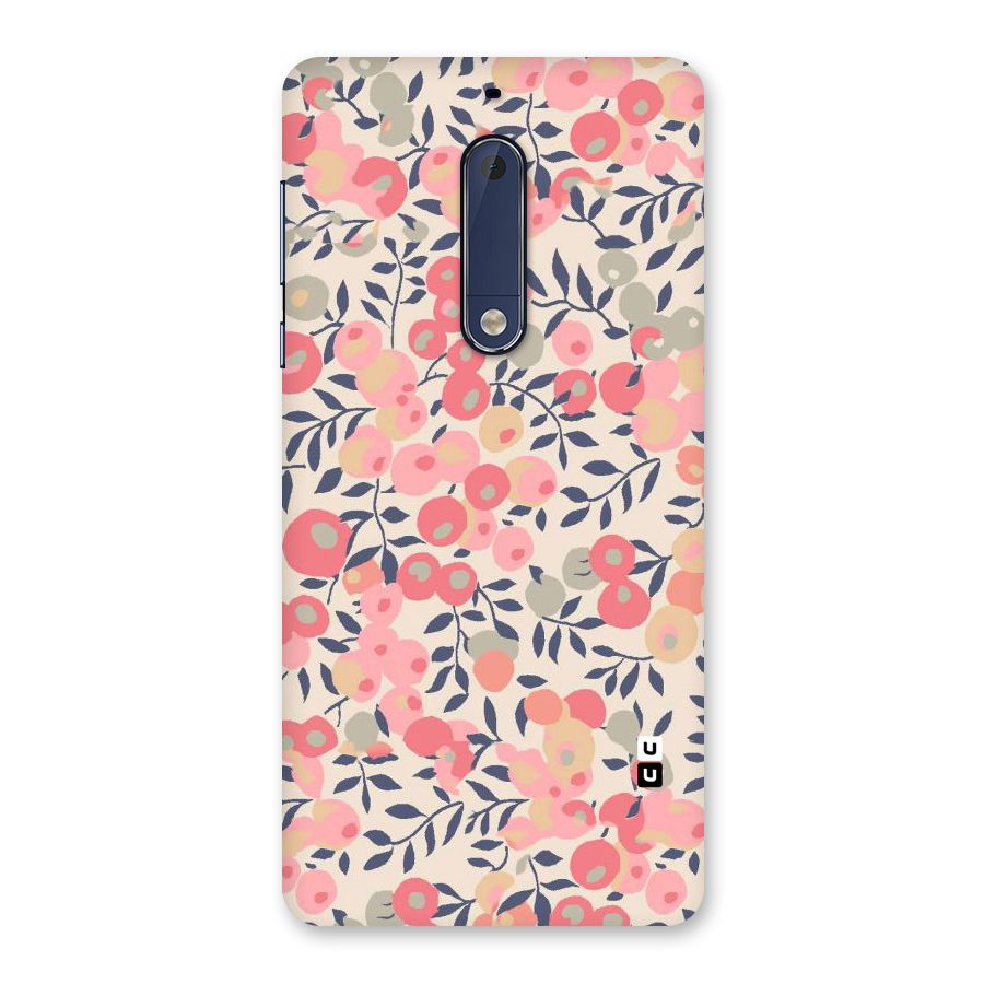 Pink Leaf Pattern Back Case for Nokia 5