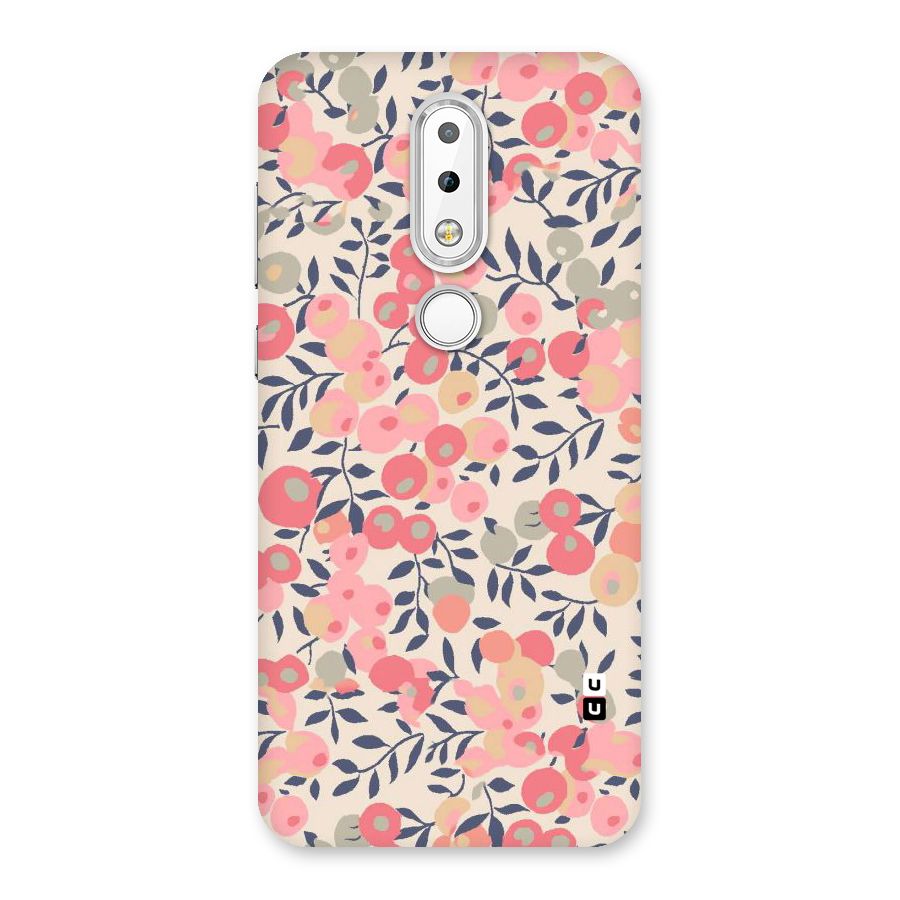 Pink Leaf Pattern Back Case for Nokia 6.1 Plus