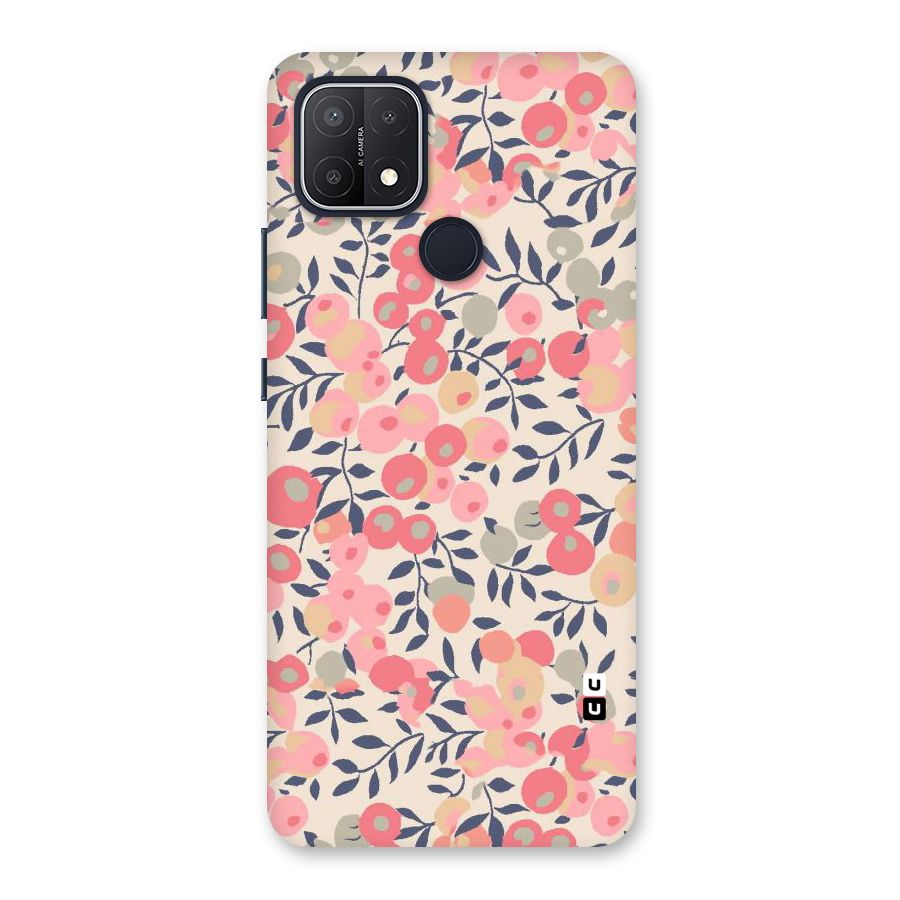 Pink Leaf Pattern Back Case for Oppo A15s