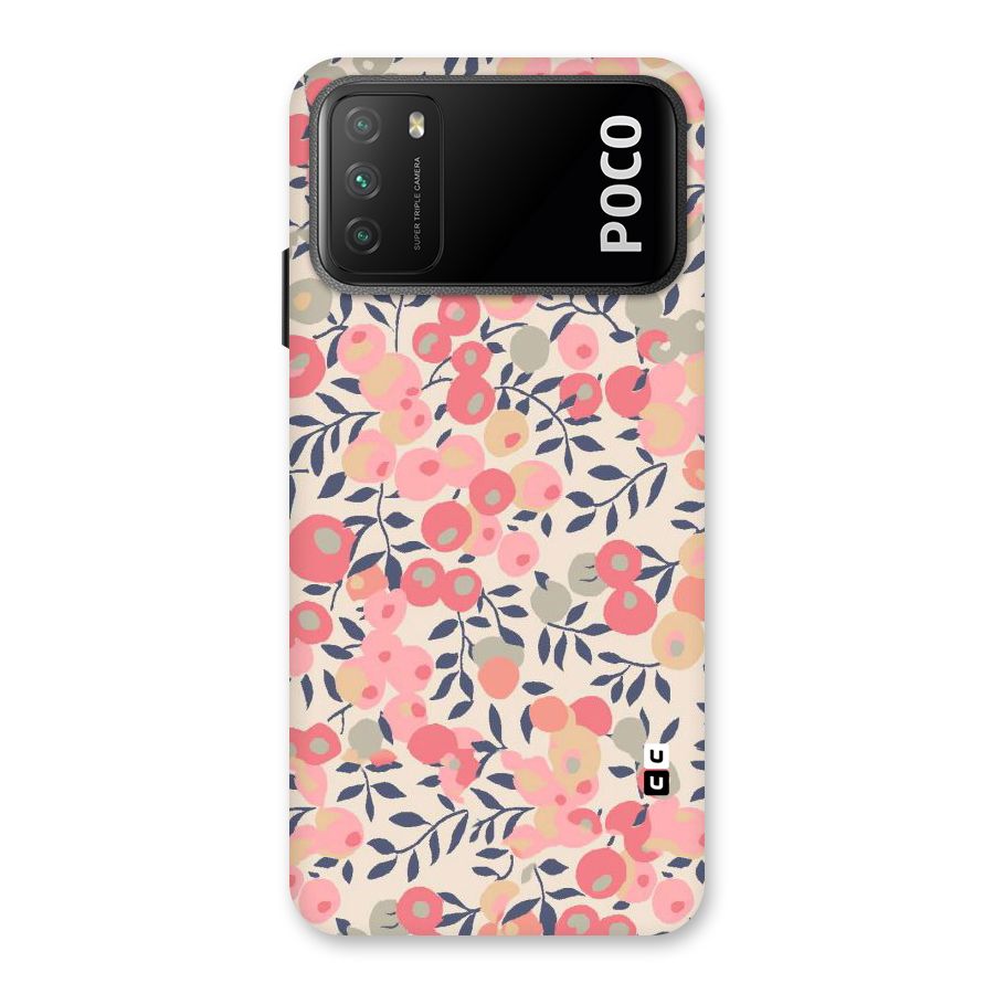 Pink Leaf Pattern Back Case for Poco M3