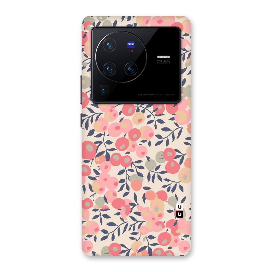 Pink Leaf Pattern Back Case for Vivo X80 Pro