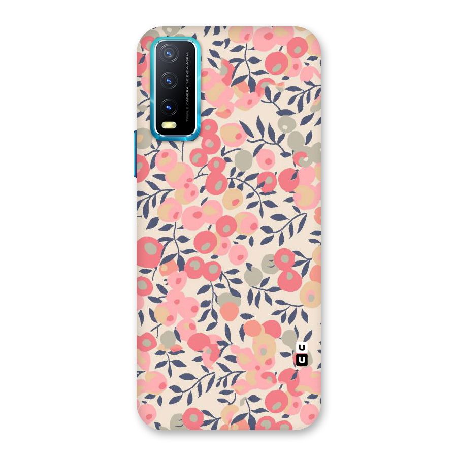 Pink Leaf Pattern Back Case for Vivo Y20
