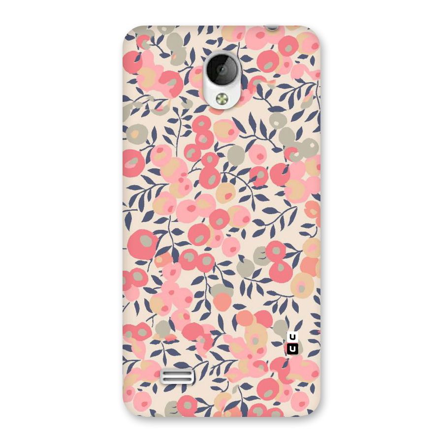 Pink Leaf Pattern Back Case for Vivo Y21