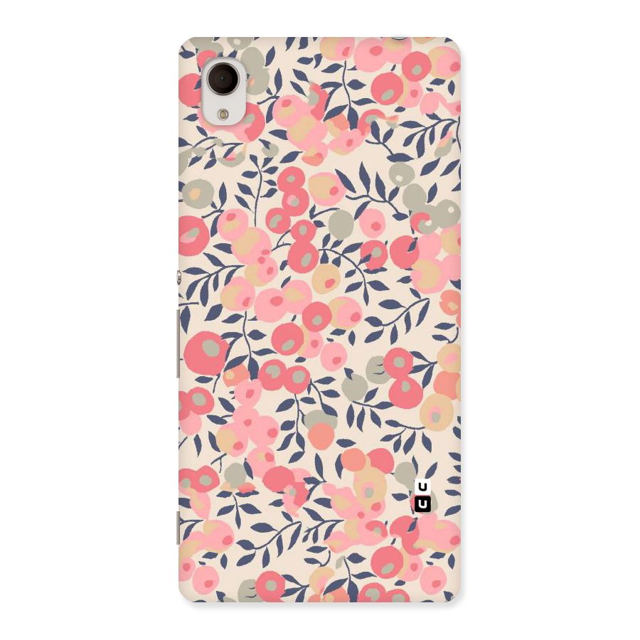 Pink Leaf Pattern Back Case for Xperia M4 Aqua