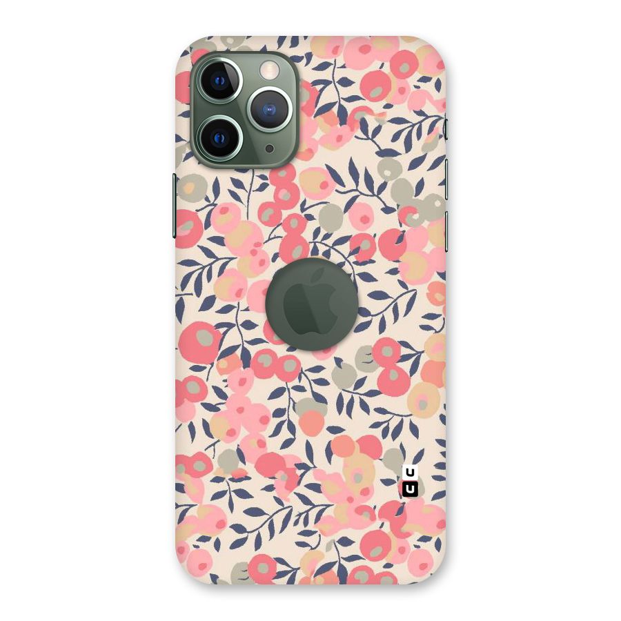 Pink Leaf Pattern Back Case for iPhone 11 Pro Logo  Cut