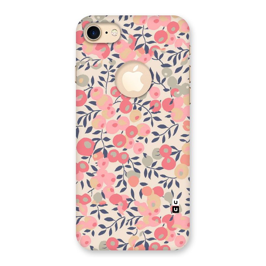 Pink Leaf Pattern Back Case for iPhone 7 Logo Cut