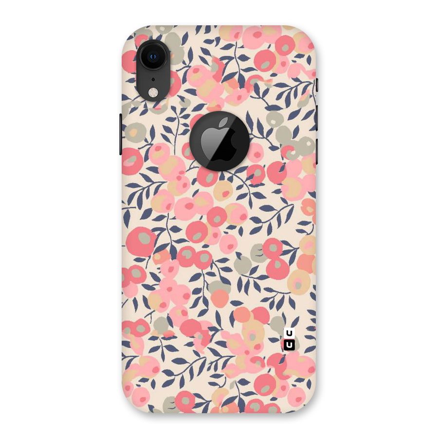 Pink Leaf Pattern Back Case for iPhone XR Logo Cut