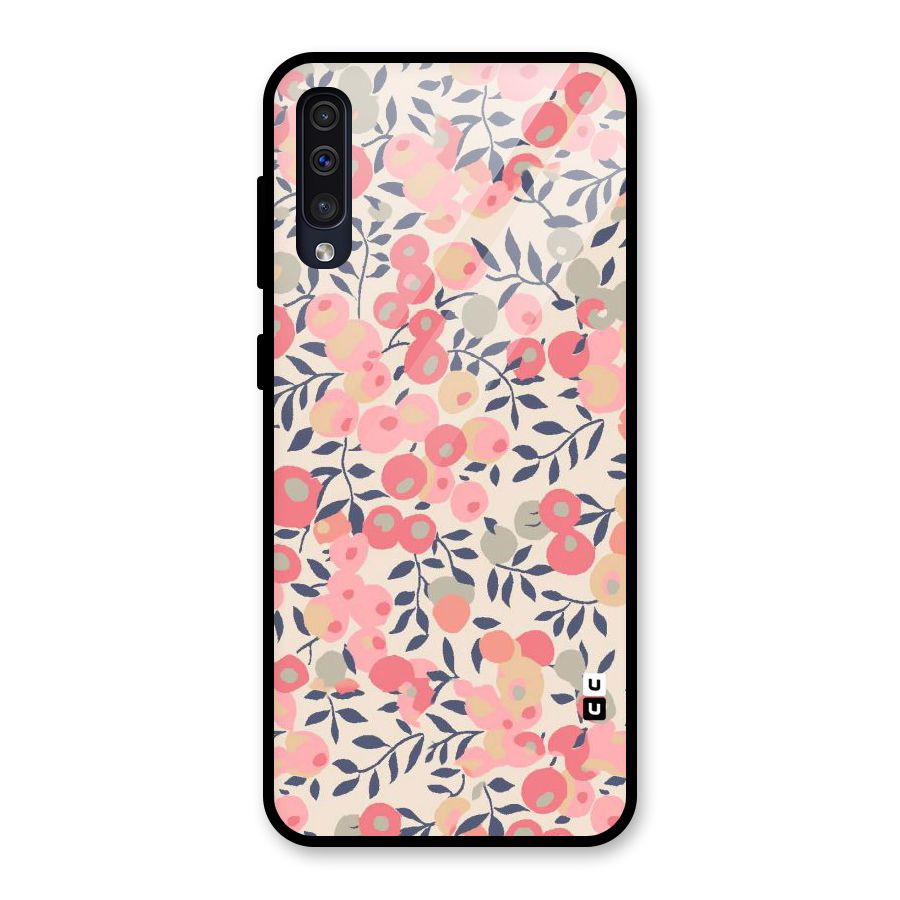 Pink Leaf Pattern Glass Back Case for Galaxy A50