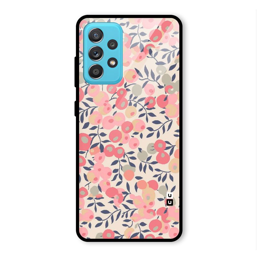 Pink Leaf Pattern Glass Back Case for Galaxy A52