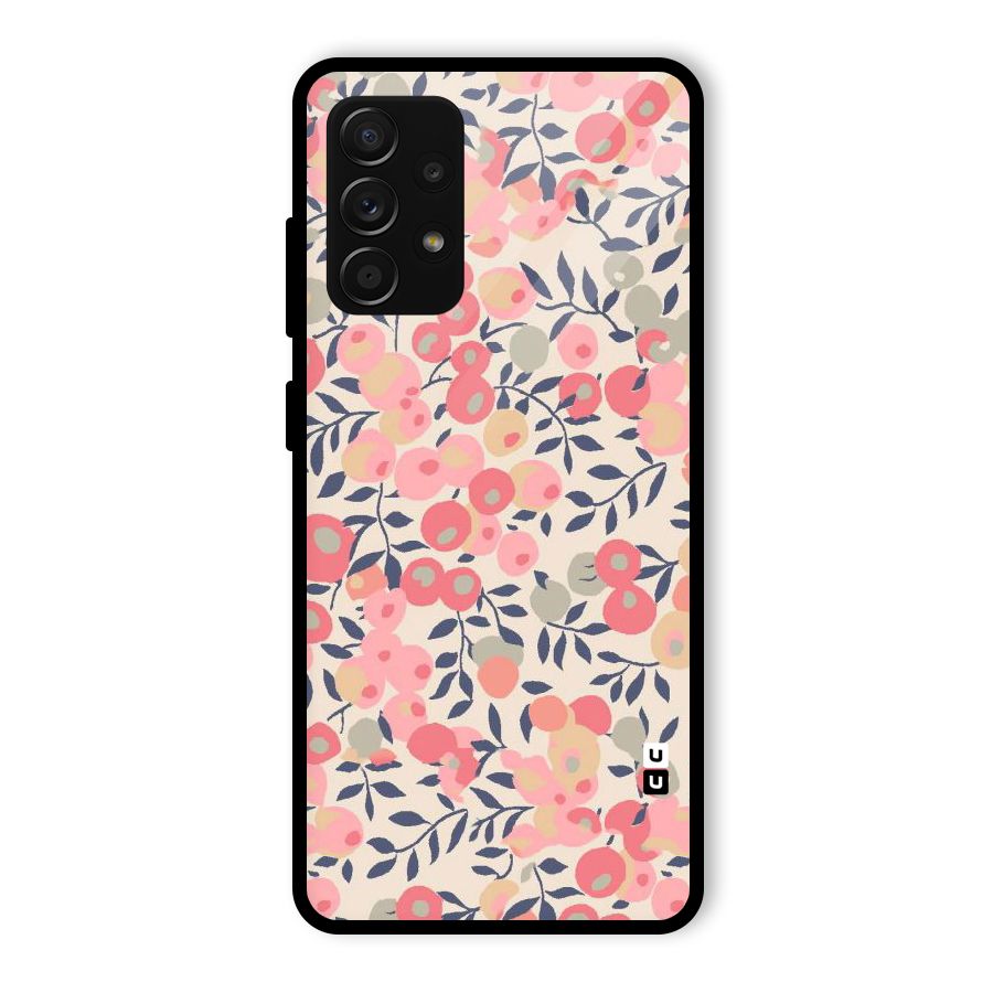 Pink Leaf Pattern Glass Back Case for Galaxy A53 5G