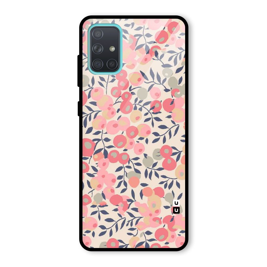 Pink Leaf Pattern Glass Back Case for Galaxy A71
