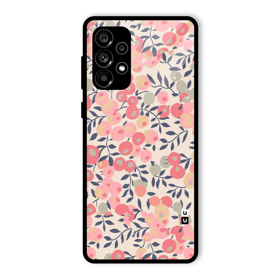 Pink Leaf Pattern Glass Back Case for Galaxy A73 5G