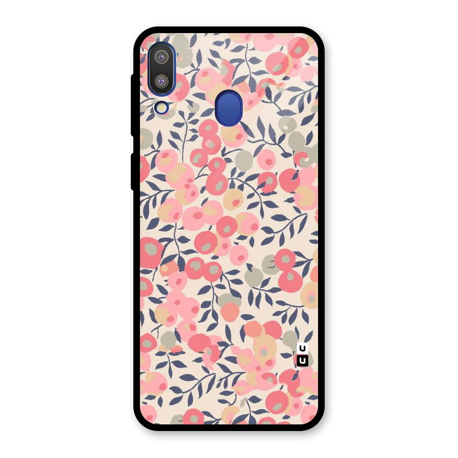 Pink Leaf Pattern Glass Back Case for Galaxy M20