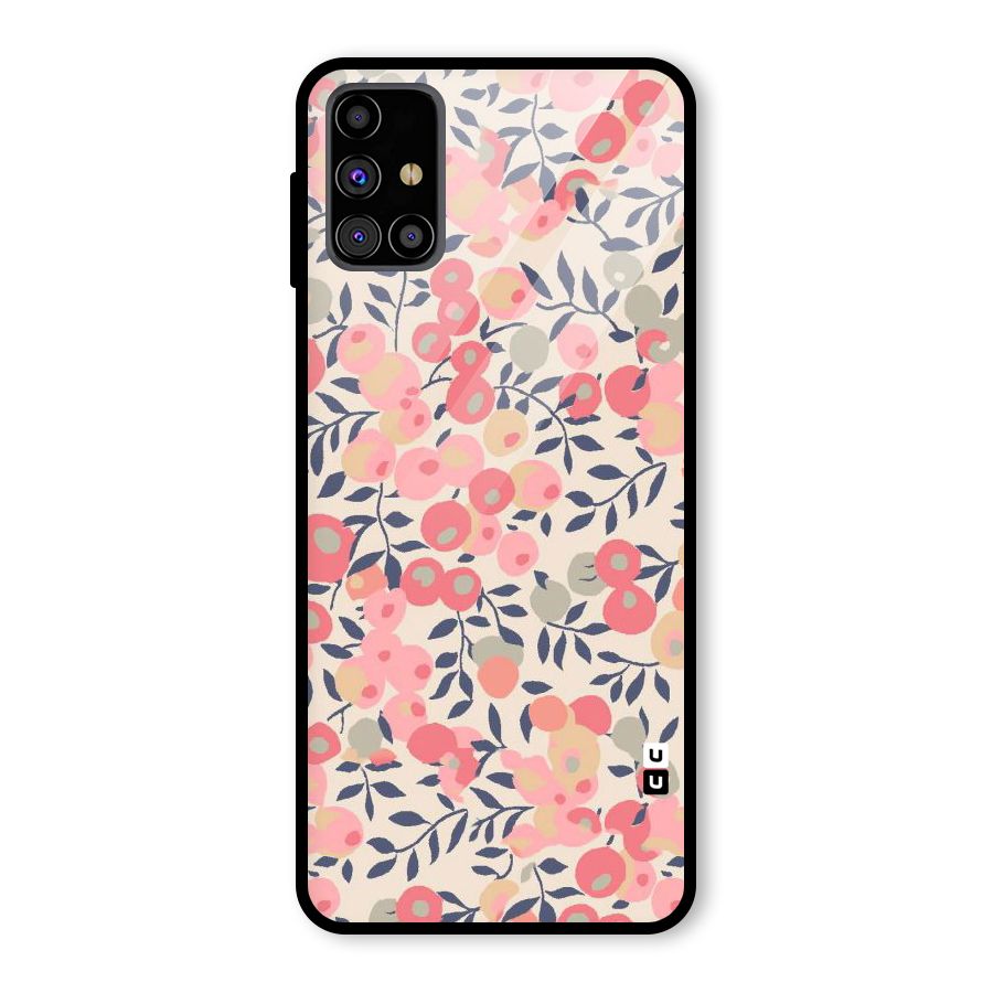 Pink Leaf Pattern Glass Back Case for Galaxy M31s