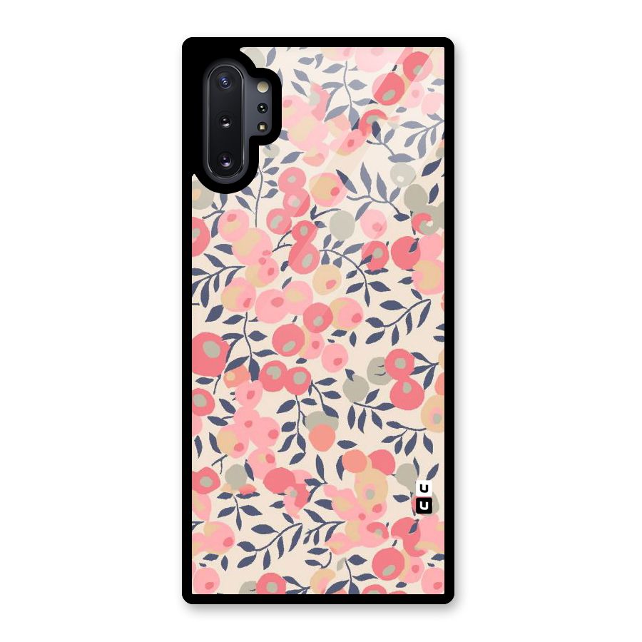 Pink Leaf Pattern Glass Back Case for Galaxy Note 10 Plus