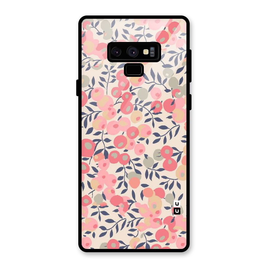 Pink Leaf Pattern Glass Back Case for Galaxy Note 9