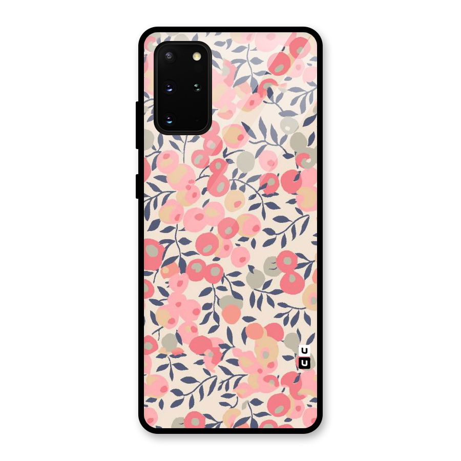 Pink Leaf Pattern Glass Back Case for Galaxy S20 Plus
