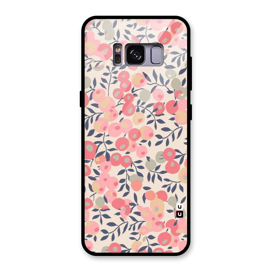 Pink Leaf Pattern Glass Back Case for Galaxy S8