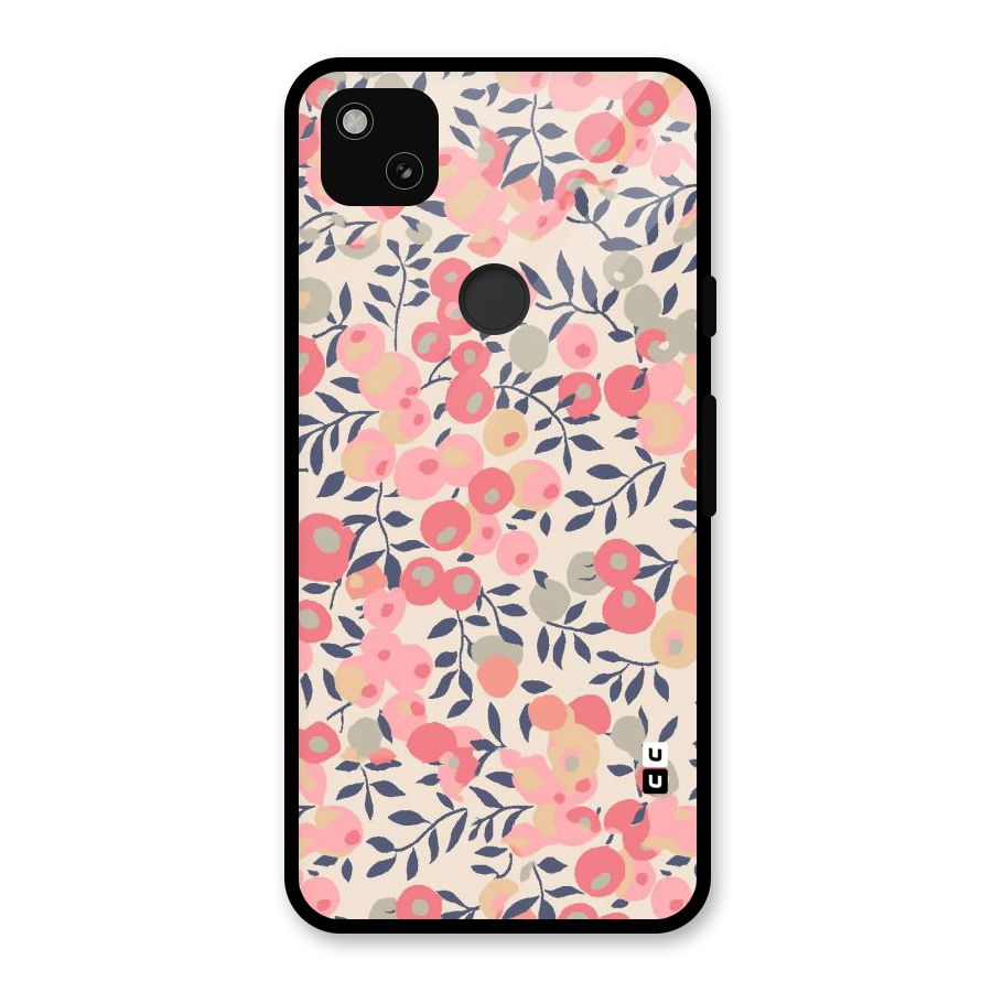 Pink Leaf Pattern Glass Back Case for Google Pixel 4a