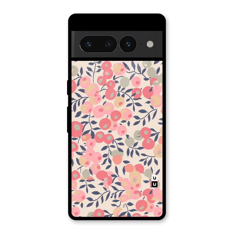 Pink Leaf Pattern Glass Back Case for Google Pixel 7 Pro
