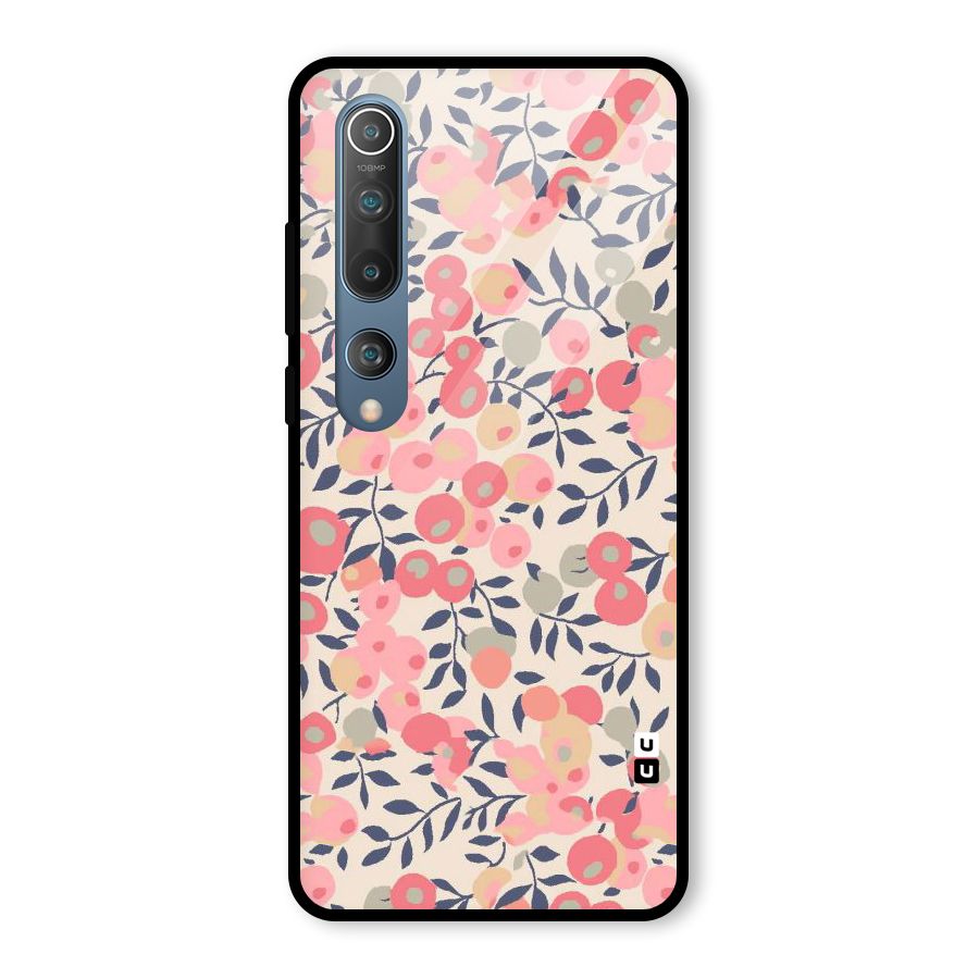 Pink Leaf Pattern Glass Back Case for Mi 10