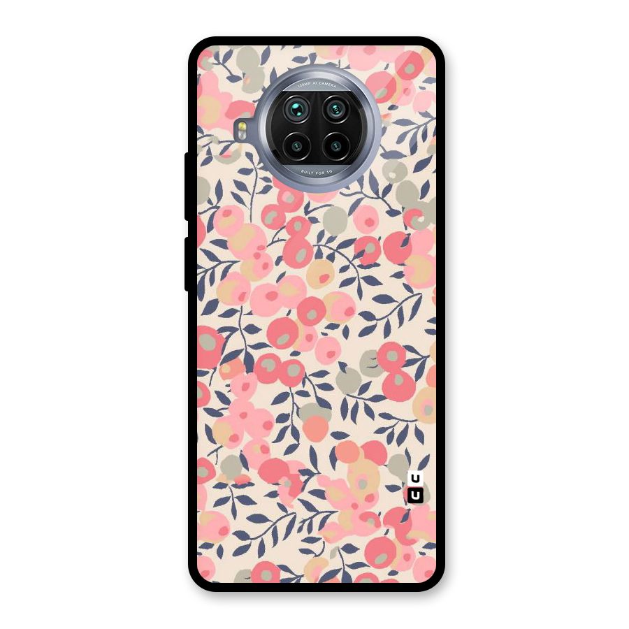Pink Leaf Pattern Glass Back Case for Mi 10i