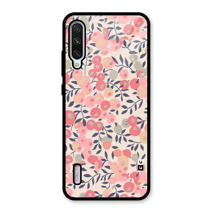 Pink Leaf Pattern Glass Back Case for Mi A3