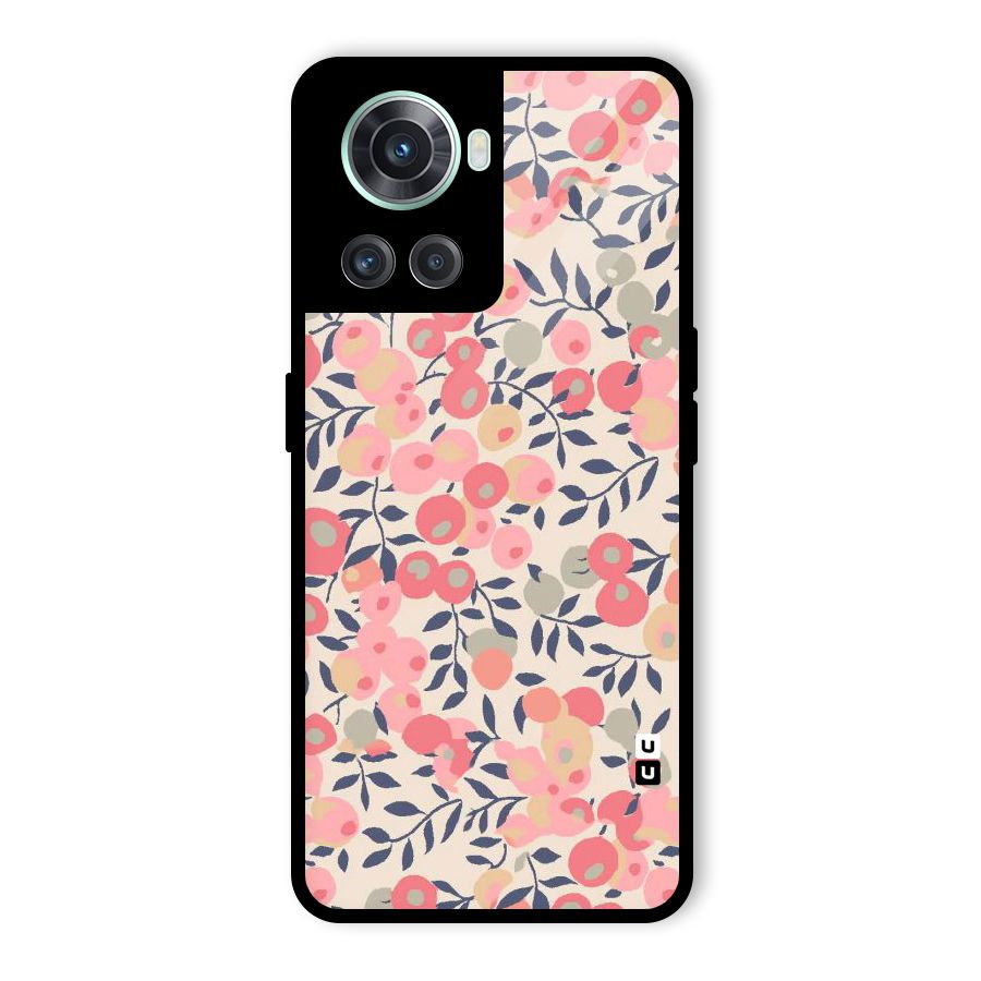 Pink Leaf Pattern Glass Back Case for OnePlus 10R