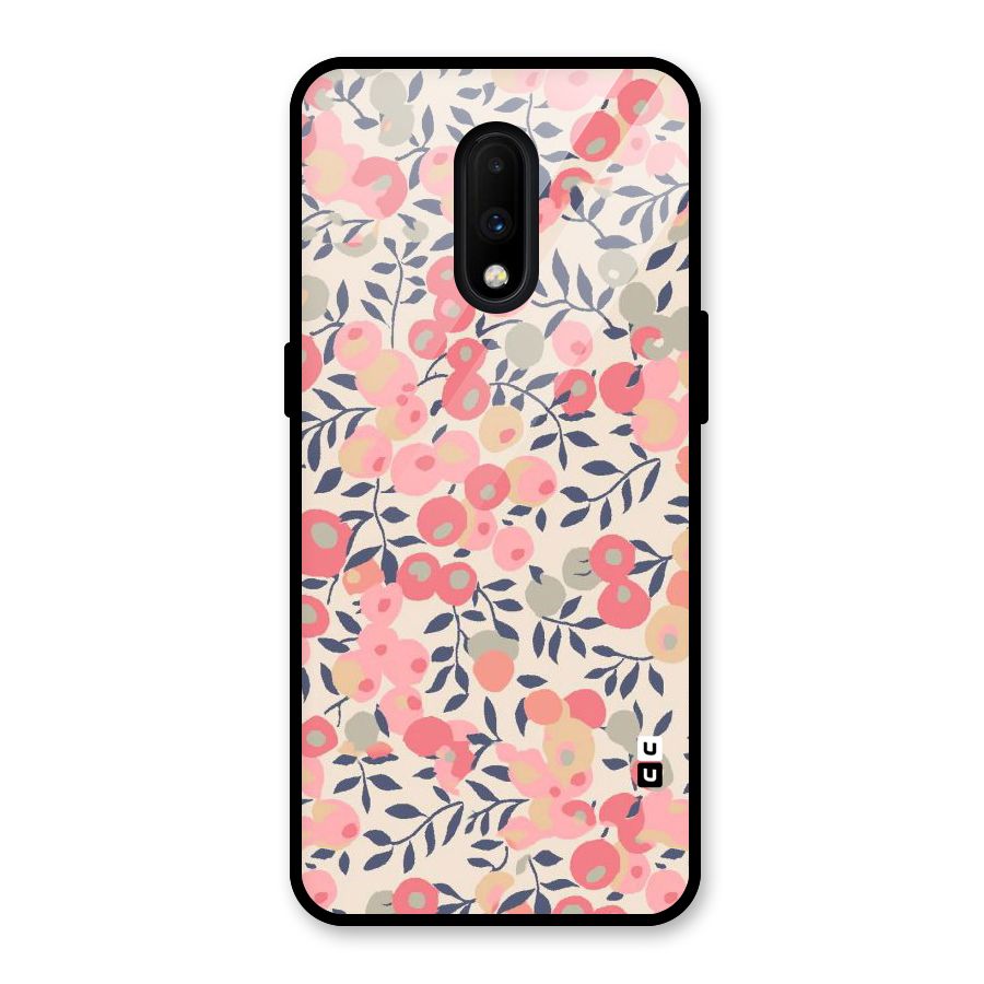 Pink Leaf Pattern Glass Back Case for OnePlus 7