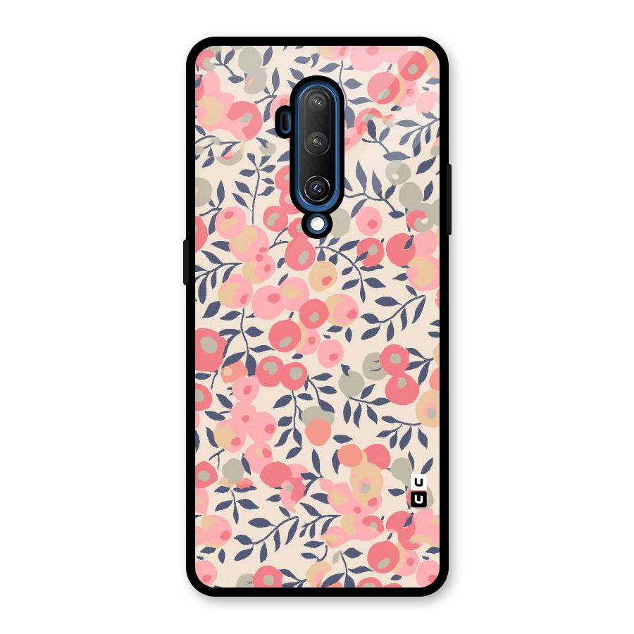 Pink Leaf Pattern Glass Back Case for OnePlus 7T Pro