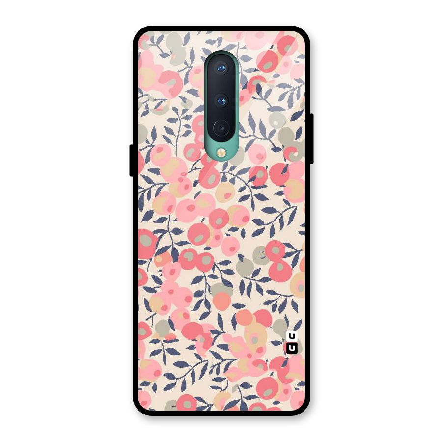 Pink Leaf Pattern Glass Back Case for OnePlus 8