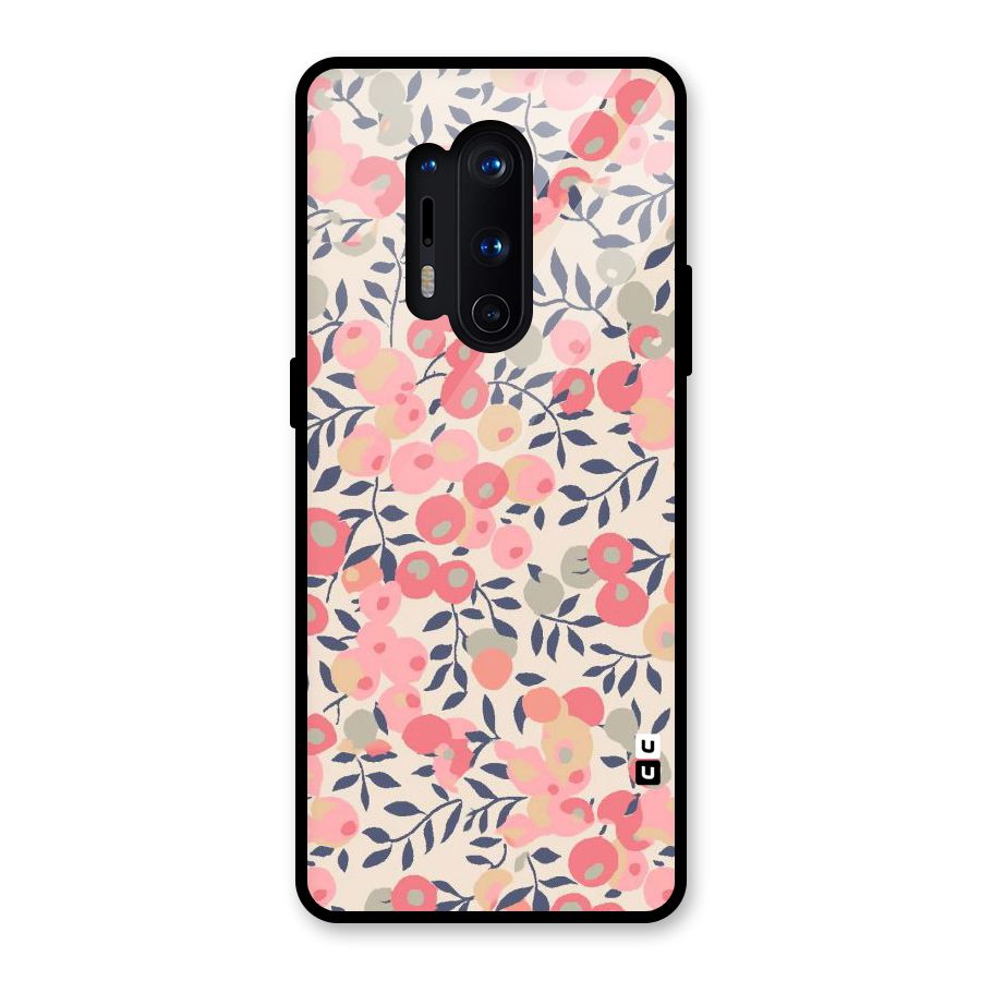 Pink Leaf Pattern Glass Back Case for OnePlus 8 Pro