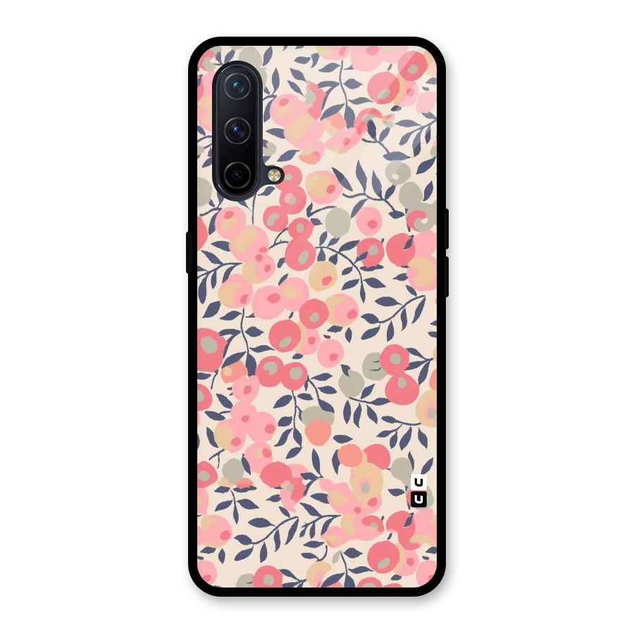Pink Leaf Pattern Glass Back Case for OnePlus Nord CE 5G