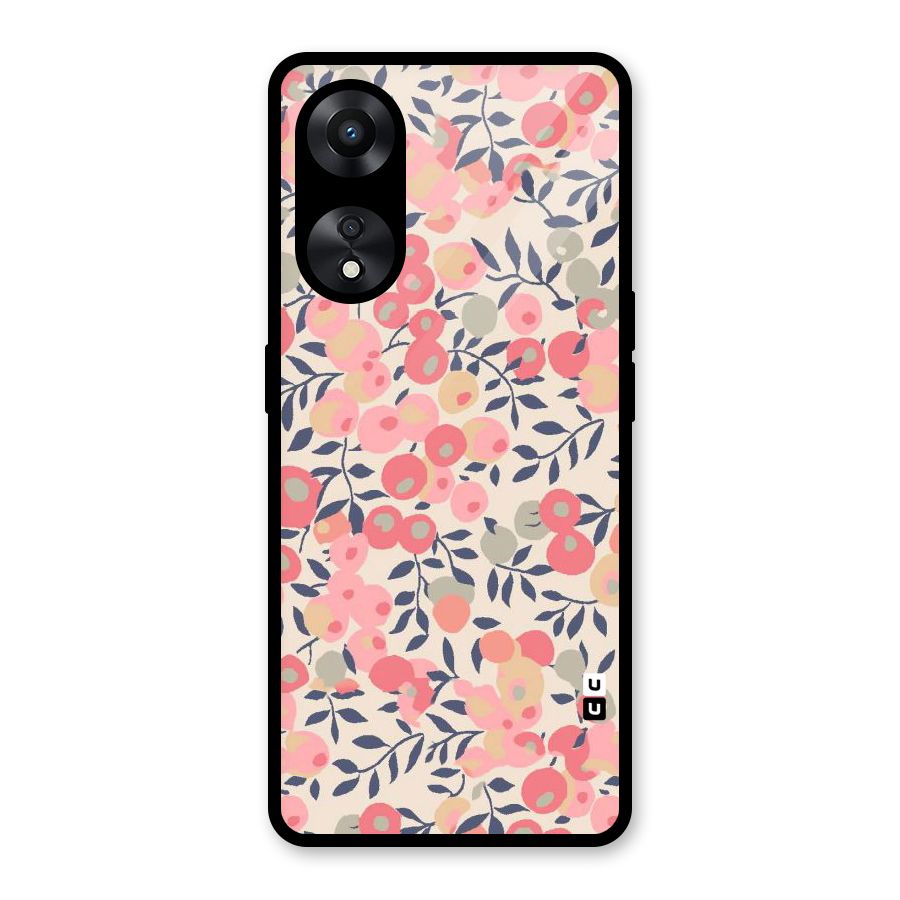 Pink Leaf Pattern Glass Back Case for Oppo A78