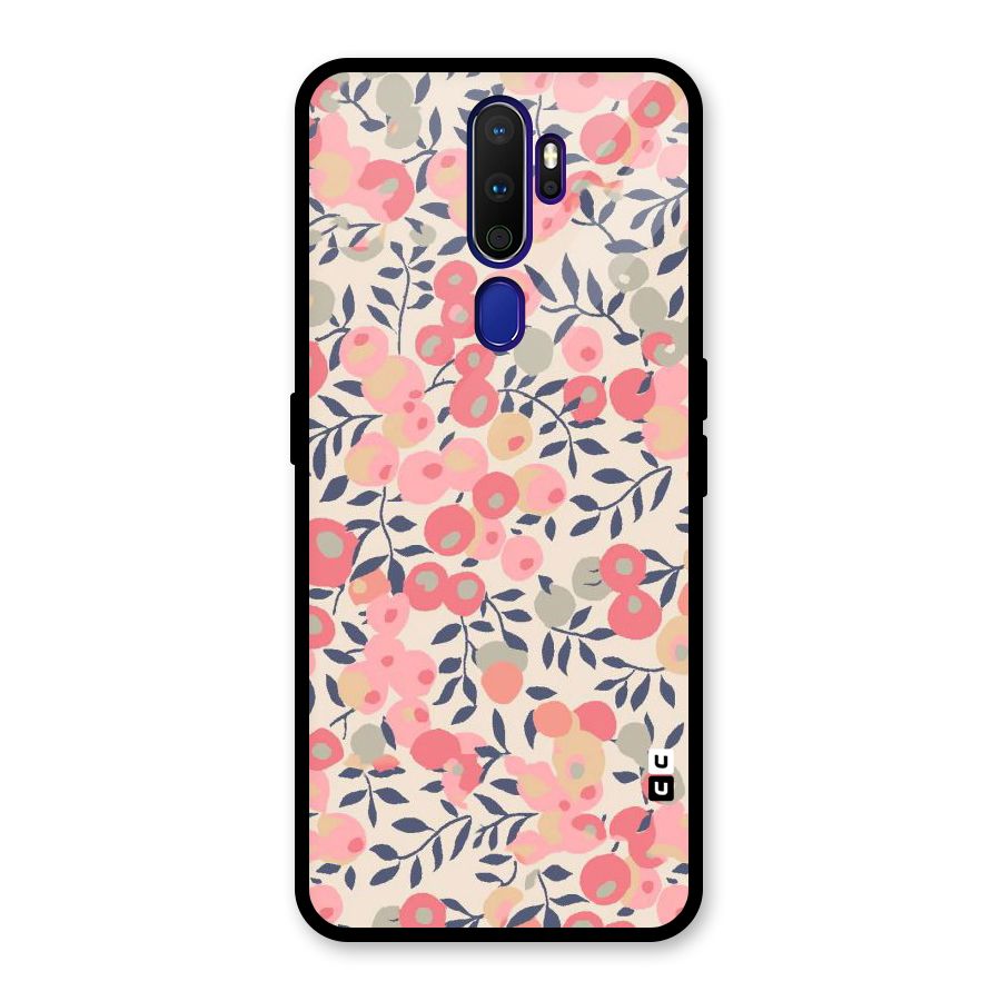 Pink Leaf Pattern Glass Back Case for Oppo A9 (2020)