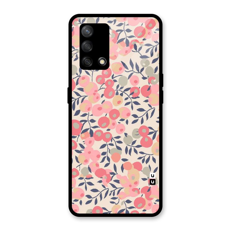 Pink Leaf Pattern Glass Back Case for Oppo F19